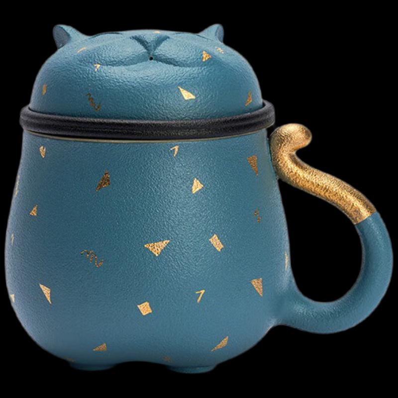 Edenus Lucky Cat Ceramic Office Mug with Lid