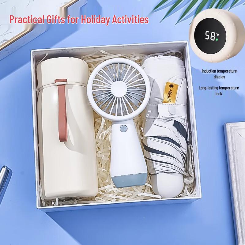 Summer Essentials Gift Set Portable Cup + Mini Fan + Umbrella Set