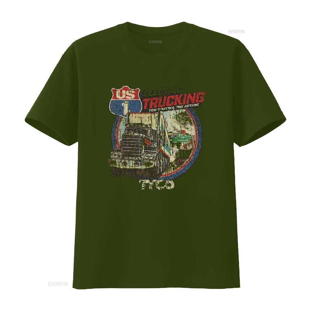 US 1 Electric Trucking 1981 Vintage Mens T Shirt Retro Truck Design Action Theme Durable Fabric vintage Washed Comfortable