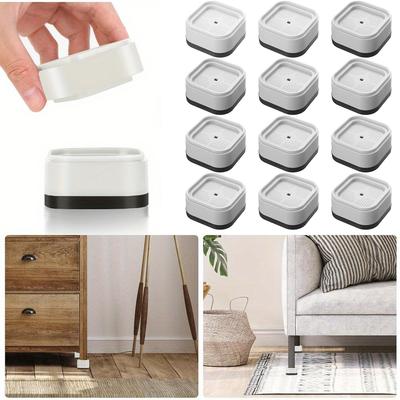 12 kusů Nastavitelné podložky pod nábytek – Vysoce odolné stohovatelné podložky pod nohy postele a stolu s možnostmi výšky 1", 2", 3" – Protiskluzový čtvercový design pro pohovku, psací stůl, skříň