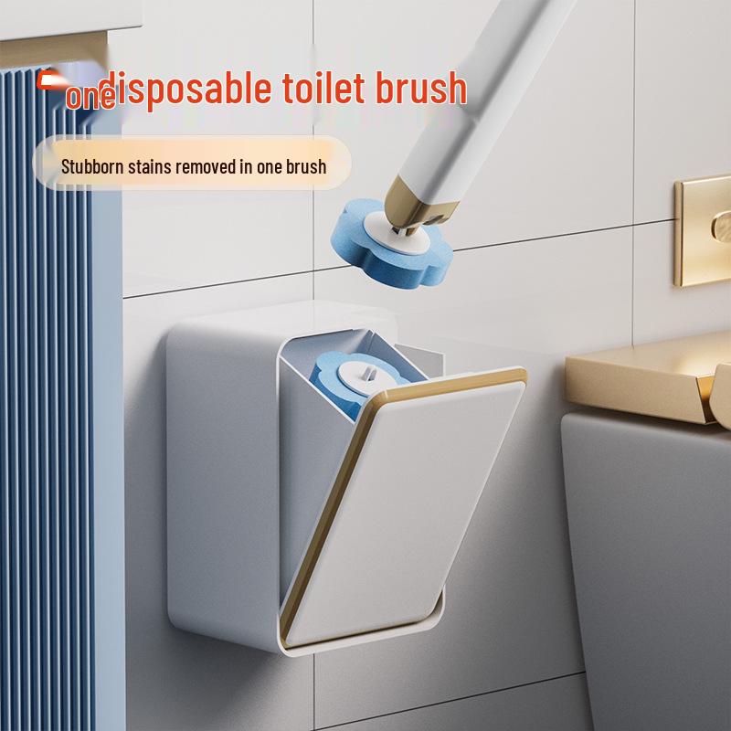 Wall-Mounted Toilet Brush with Dissolvable Heads for Complete Cleaning