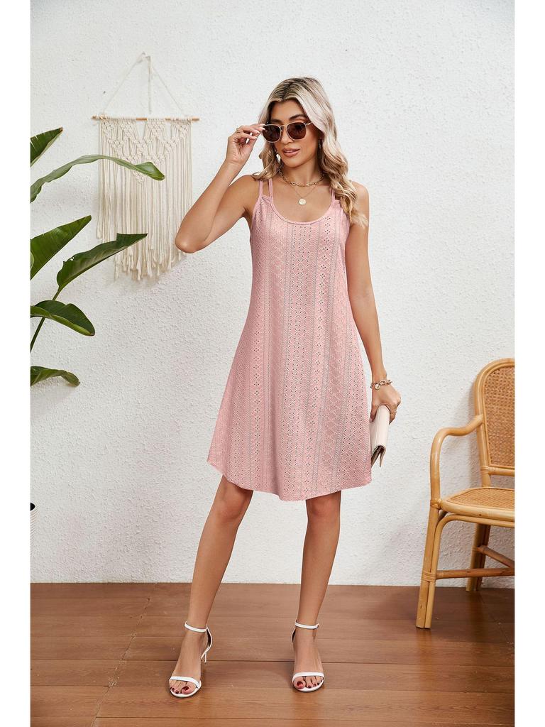 2024 Summer Solid Color Spaghetti Strap Sleeveless Dress