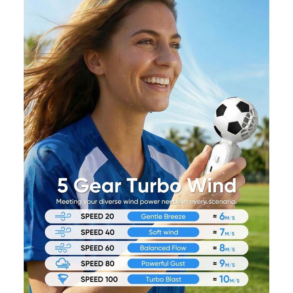 Soccer-Shaped Mini Handheld Fan Ice Cooler Turbo Fan Portable Pocket Fan  Outdoor
