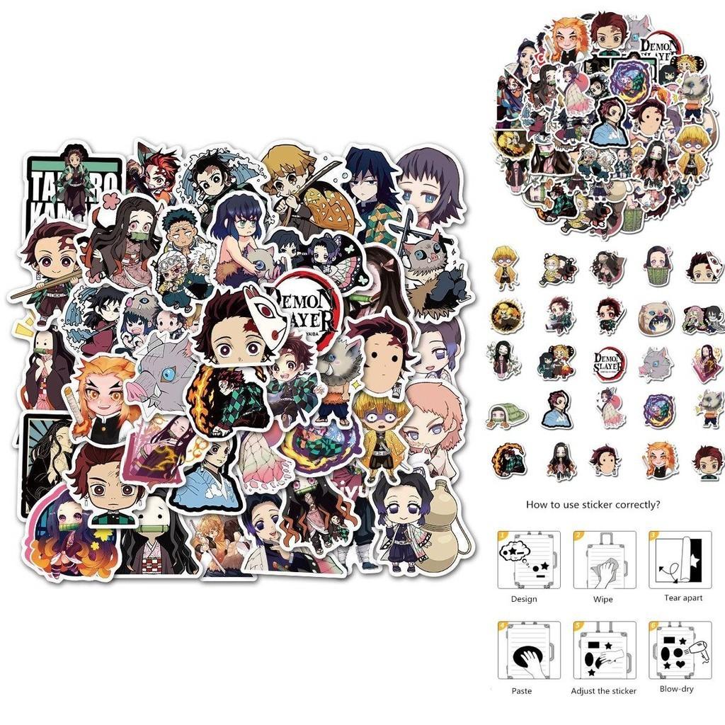 Kimetsu No Yaiba Pvc Stickers Set 50pcs Waterproof And Sunproof Anime Decals For Luggage Skateboard And More