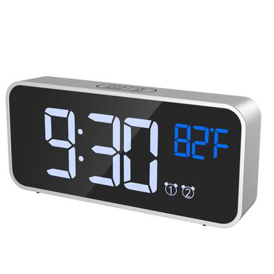 Réveil numérique LED avec fonction répétition, thermomètre, commande vocale acoustique, rétroéclairage pour chambre à coucher