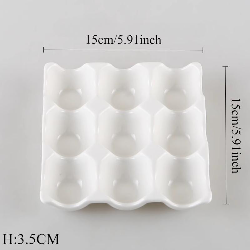 

1pc Ceramic nine grid egg rack Refrigerator egg storage tray Household storage box Kitchen storage utensils Kitchen accessories