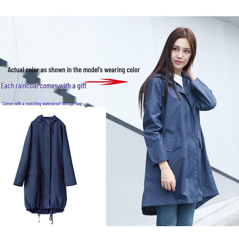 

WPC Женский модный длинный дождевик: Легкий водонепроницаемый пончо для пеших прогулок и ветровка L