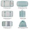 New Set of 7 Travel Organizer Bag Solid Color Waterproof Luggage Packing Clothes Underwear Storage Lightweight Storage Bags