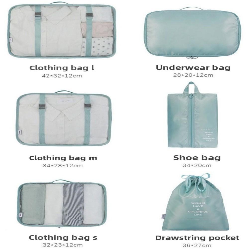 New Set of 7 Travel Organizer Bag Solid Color Waterproof Luggage Packing Clothes Underwear Storage Lightweight Storage Bags