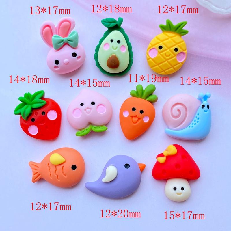 20Pcs New Cute Resin Mini Animal / Fruit Collection Flat Back Cabochon Scrapbook Kawaii DIY Embellishments Accessories J78