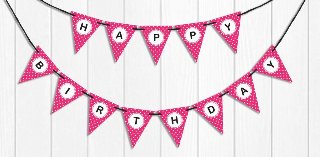 Inkdotpot Birthday Party Decorations Happy Birthday Party Garland Baby Girls Polka Dot Pennant Banner