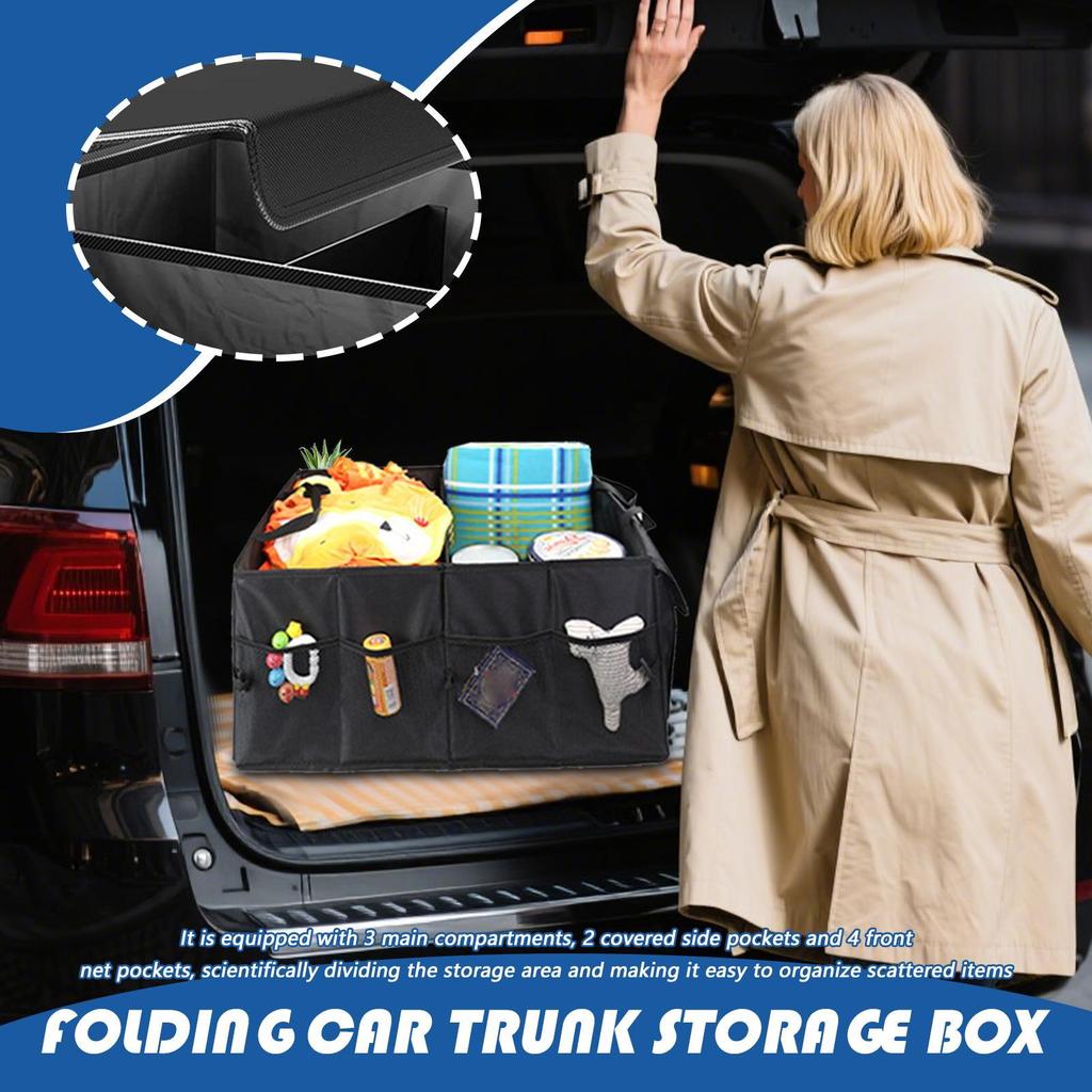 Car Trunk Organizer Foldable Storage Box Multifunctional SUV Auto Accessories for Travel Camping Picnic Snack Daily Commuting