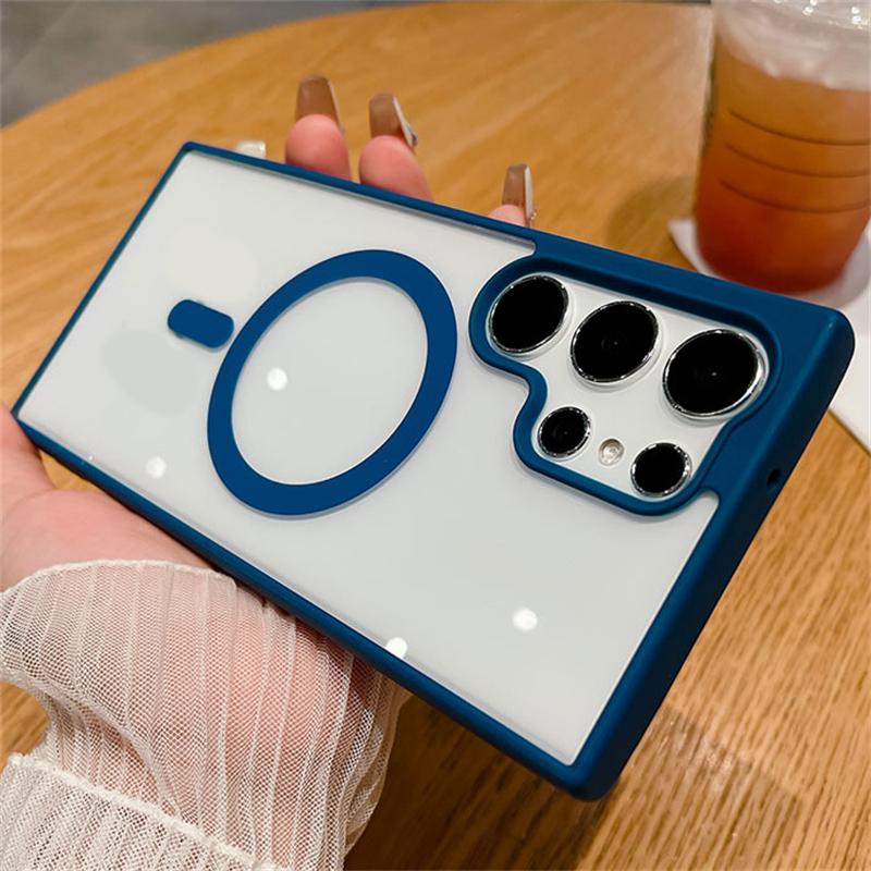 Magnetic For Magsafe Phone Case For Samsung Galaxy S25 S22 Ultra Plus Wireless Charge Cases For Samsung S24 S23 Ultra Plus Cover