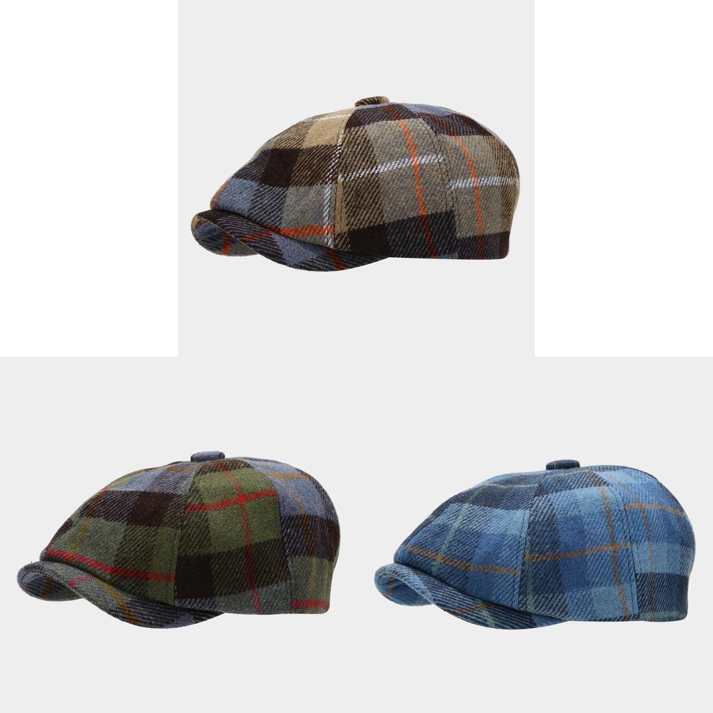 Vintage Baskenmütze für Damen und Herren Herbst Winter Mode Tartan Newsboy Kappe