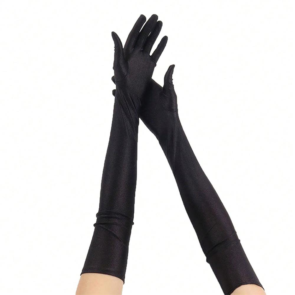 1 Pair Of Women's Extended Stretch Gloves Summer Thin Dance Performance Wedding Gloves Over The Elbow
