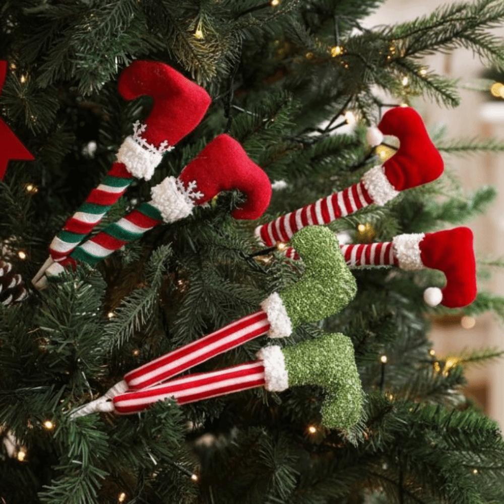 38cm Christmas Elf Legs Pendants Funny Xmas Tree Ornaments  New Year Decoration