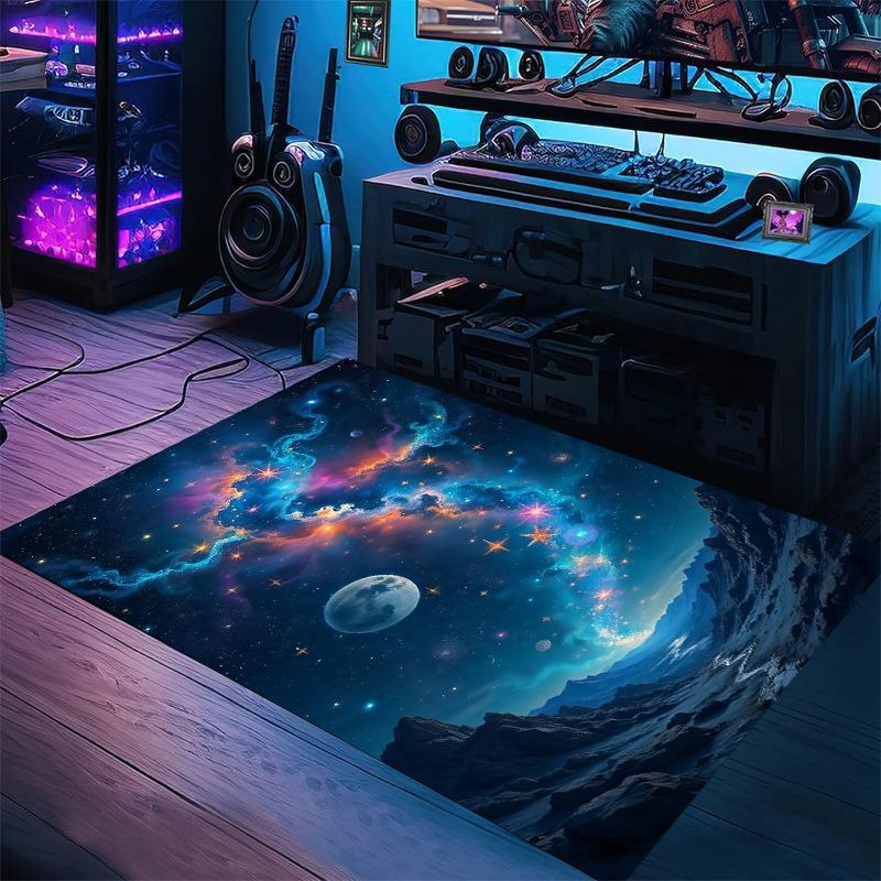 Sternenhimmel Teppich Esports Zimmer Verschleißfeste und Rutschfeste Bodenmatte für Kinderzimmer Wohnzimmer Schlafzimmer Gaming Teppich Heimdekoration