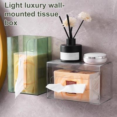 Wall Mounted Tissue Box Holder Large Capacity Transparent Design Simple Installation Bathroom