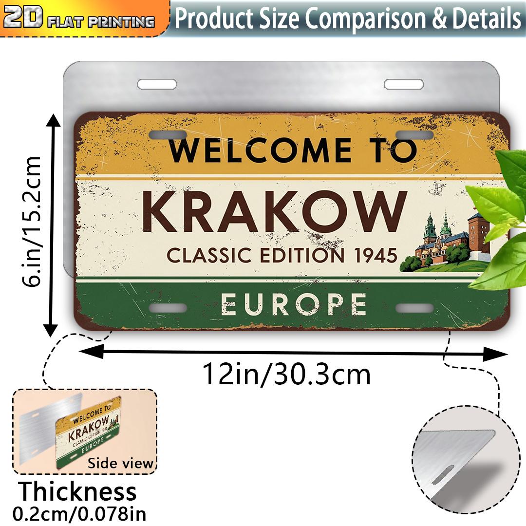 

D Flat Vintage Krakow Poland Map Flag Metal Sign HeavyDuty Aluminum x (xcm) Retro European City Wall Art Polish 15x30cm(5.9x7.8inch)