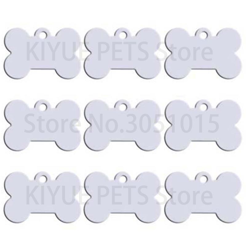 Wholesale 100Pcs Bone Dog ID Tag Engraving Pet Dog ID Tags Collars Bone Name Number Tags Customized Anodizing aluminum Puppy Tag