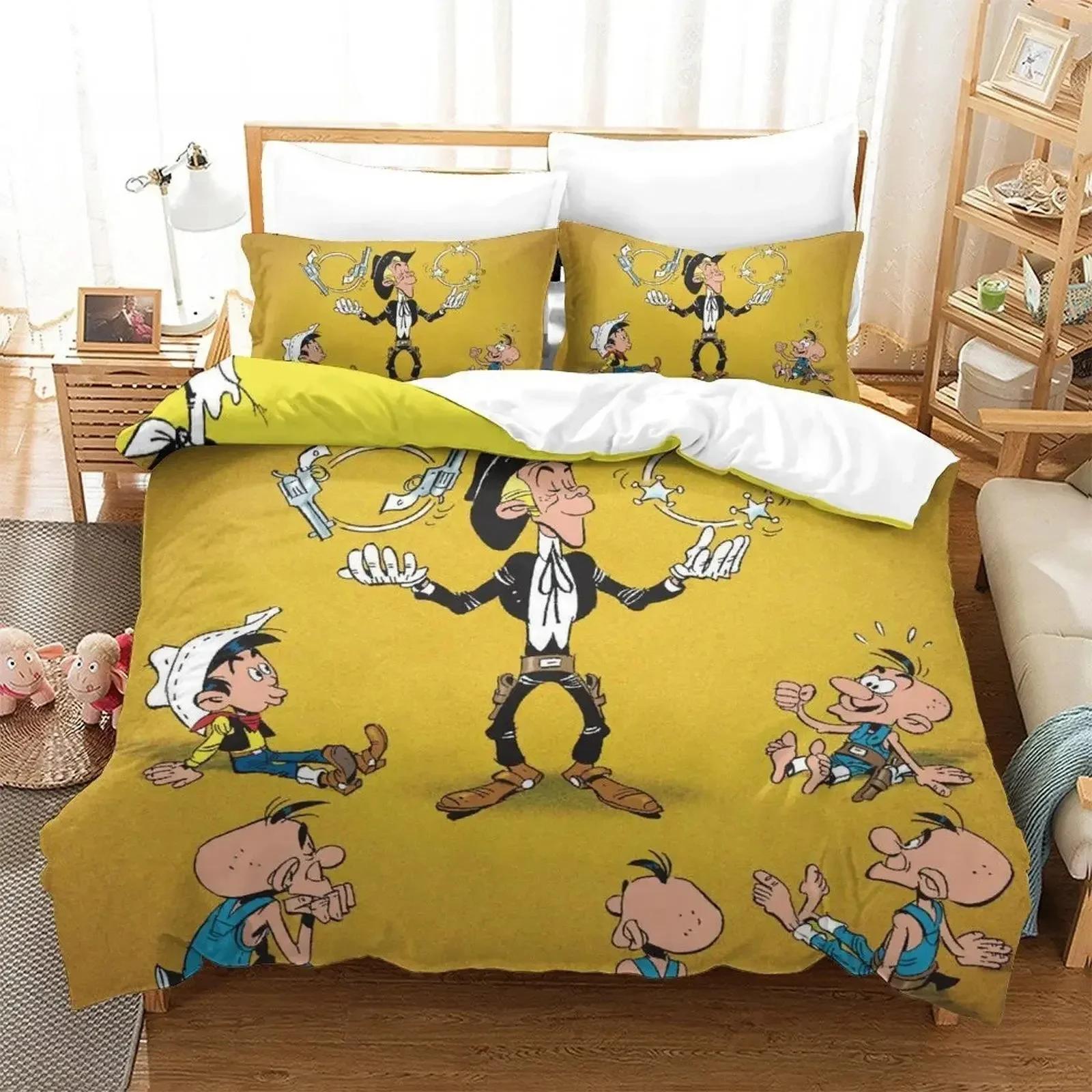 

Новий постільний комплект Lucky Luke Односпальний Твін Повний Queen King Розмір Комплект для ліжка Дорослий Дитяча Спальня Підковдра Комплекти 3D Комплект простирадл 70x133cm 2pcs