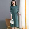 Round-neck Sweater Dress Women's Long Base Knitted Dress Loose Autumn and Winter Long Pullover