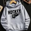 Kids Hooded Sweatshirt with Hockey Puck Break Through Wall Print, Soft Fabric, Loose Fit, Great for Sports Activities and Daily Casual Outfits.