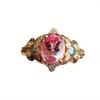 1pz Anello di Lusso alla Moda con Fiori Incastonato con Zirconi Sintetici Rosa
