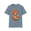 Unisex Softstyle T-Shirt Whimsical Fox Mushroom Confetti Reading Cute Animal Tee