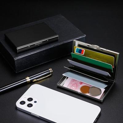 Slim Card Holder Holds Up To 10 Cards Stainless Steel Portable RFID Blocking Protects Privacy Card Wallet Lightweight Card Organizer