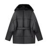 Womens Thick Cotton Puffer Coat With Fur Collar Belt Winter Commute Style
