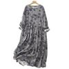 Xin Xing Cotton Linen Pastoral Print Dress: Soft, Gentle, Loose Fit for Spring and Autumn