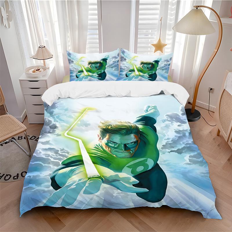 3pcs Green Lantern Duvet Cover Set, 1 Duvet Cover + 2 Pillowcases (No Insert), High-Definition Print for All Seasons,Durable yy251103068
