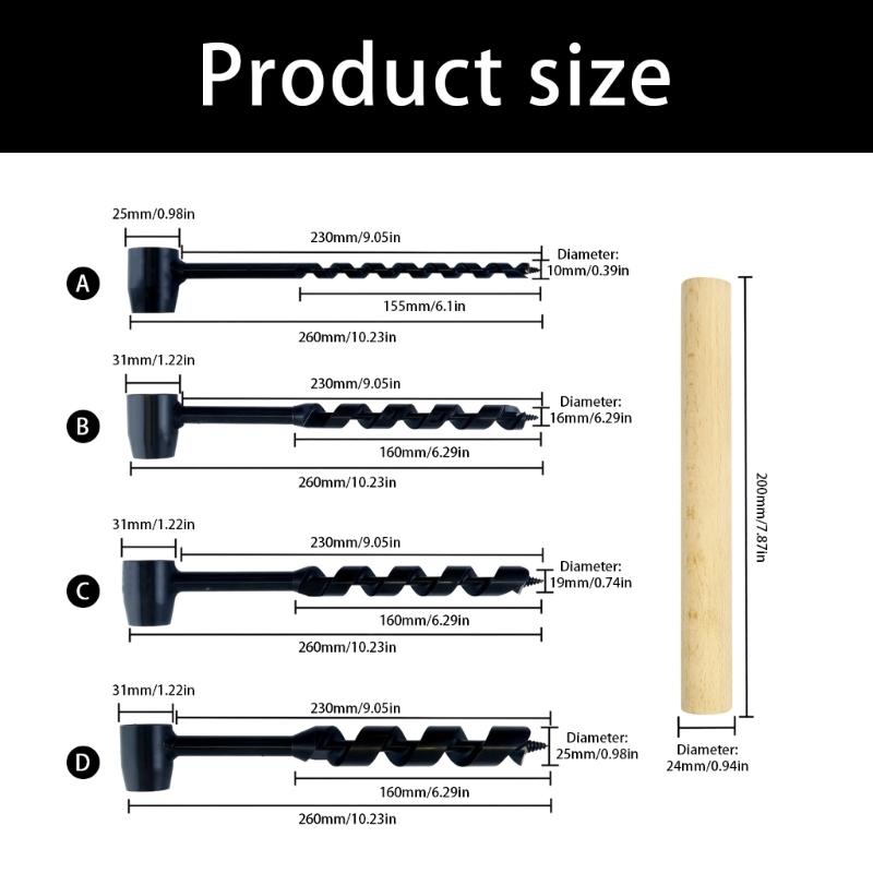 Punta per Trapano Legno in Acciaio ad Alto Tenore di Carbonio Trivella a Mano Portatile per Legno Umido e Applicazioni Fai-da-te in Varie Condizioni