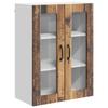 Wall Mounted Glass Cabinet LUCCA Reclaimed Wood Style 60 X 31 X 80 Cm Particleboard