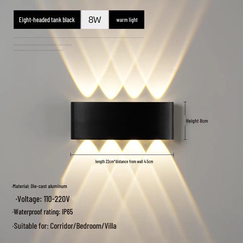 Waterproof LED Outdoor Wall Lamp, Single Head Up/Down Spotlight for Courtyard, Bedroom, Corridor, Hallway