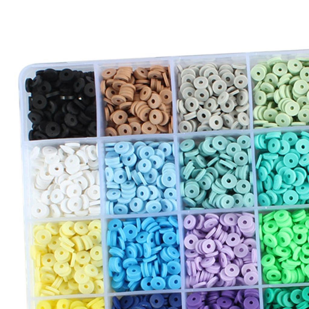 Vibrant 4800Pcs 24 Colors Clay Beads Loose Spacer Disc Beads for DIY Jewelry Finding