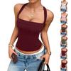 Womens Spring Tops Sleeveless Neck Ribbed Knit Summer Shirts for Women Casual Fitted Tank Top Womens Summer Shirts