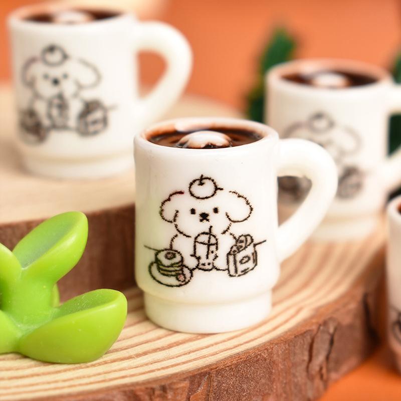 4pcs Cartoon Puppy Coffee Cups Miniatures, Doll Food Props Accessories, Micro Landscape DIY Craft Decoration