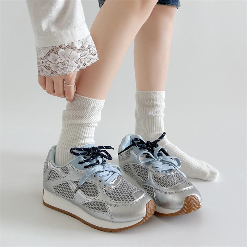 Queen Fan Silver Retro Platform Training Shoes Women's Shoes 2025 New Summer Skirt Height Enhancing Casual Sneakers