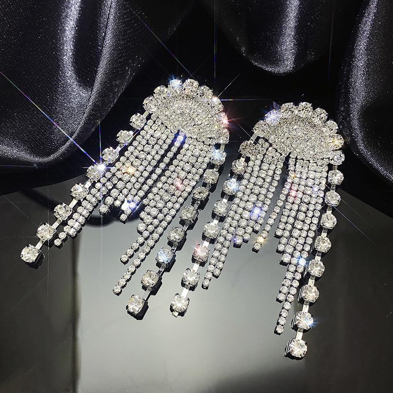S925 Silbernadel Luxus Diamant Quaste Ohrstecker - Damenschmuck für Gesellschaftsdamen Hängeohrringe