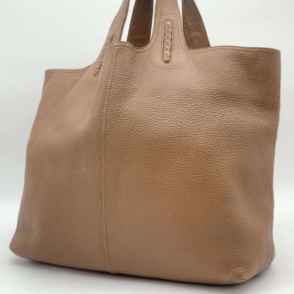 BOTTEGA VENETA Eneta Intrecciato Tote Bag Genuine Leather Brown A4 Size Large Capacity Unisex Women Men 145166