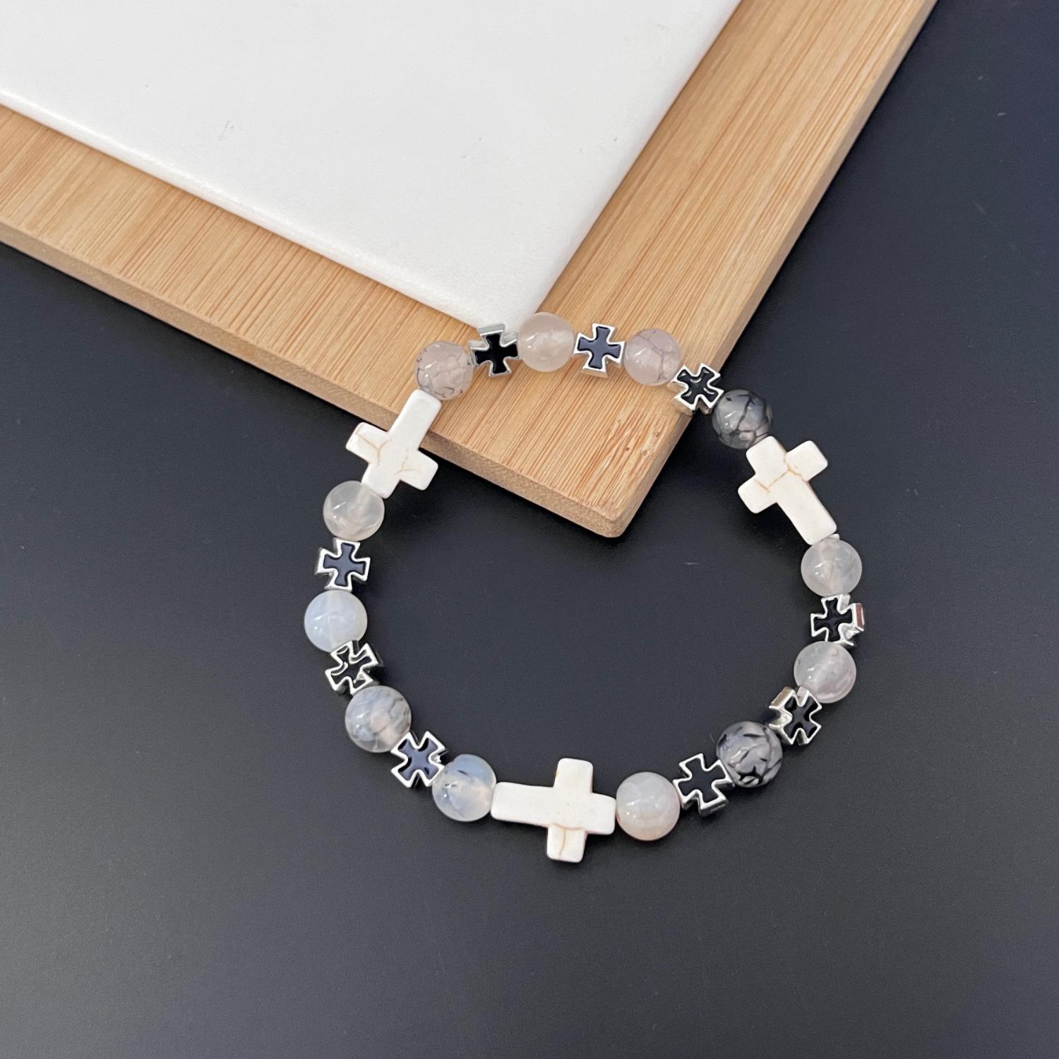 

JYL TS Bracelet Billiard Black 8 Couple Cross Design Luck & Partnership Unity T924 колір світло волошка синя