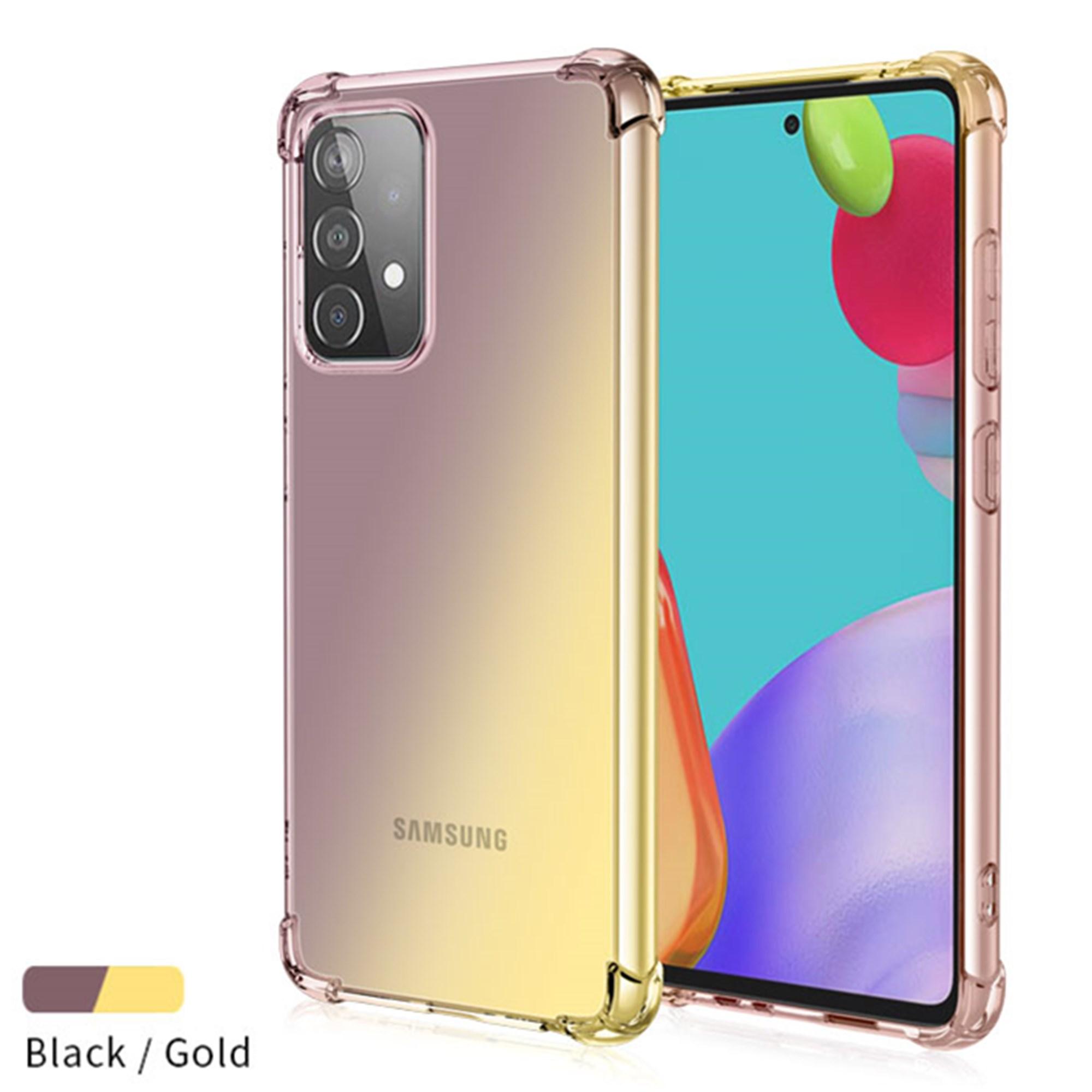 

Прозрачный милый чехол для телефона с градиентом, тонкий, против царапин, гибкий чехол из ТПУ, противоударный защитный чехол для Samsung Galaxy A55, 5G, A60, A72, A8S, A52S, A70, A80 Samsung Galaxy A72 золотой/чёрный