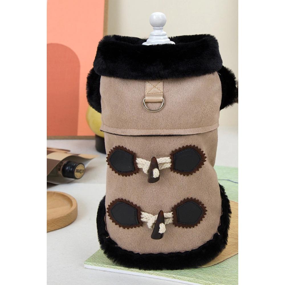 

Новая одежда для домашних животных осень-зима куртка для собак пальто плюшевая одежда для кошек с поводком D-образным кольцом S