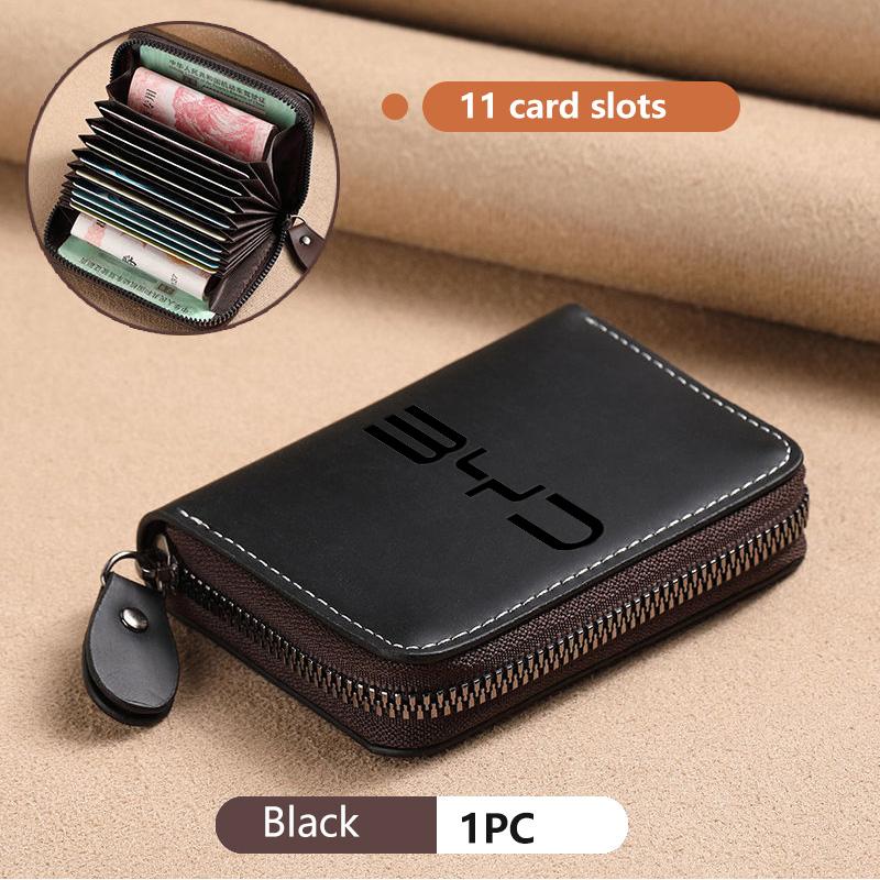 For BYD PU Leather Credit RFID Card Case Holder Men's Zipper Wallet F3 E6 Yuan Plus Atto F0 G3 I3 Ea1 Song Max Tang F3 2din