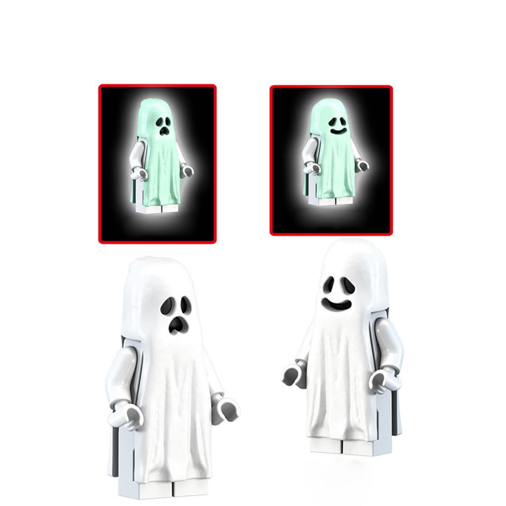 Halloween Cute Cartoon Anime Prank Building Block People, Night Light Made Of Composable Building Block People Toy Halloween Decoration