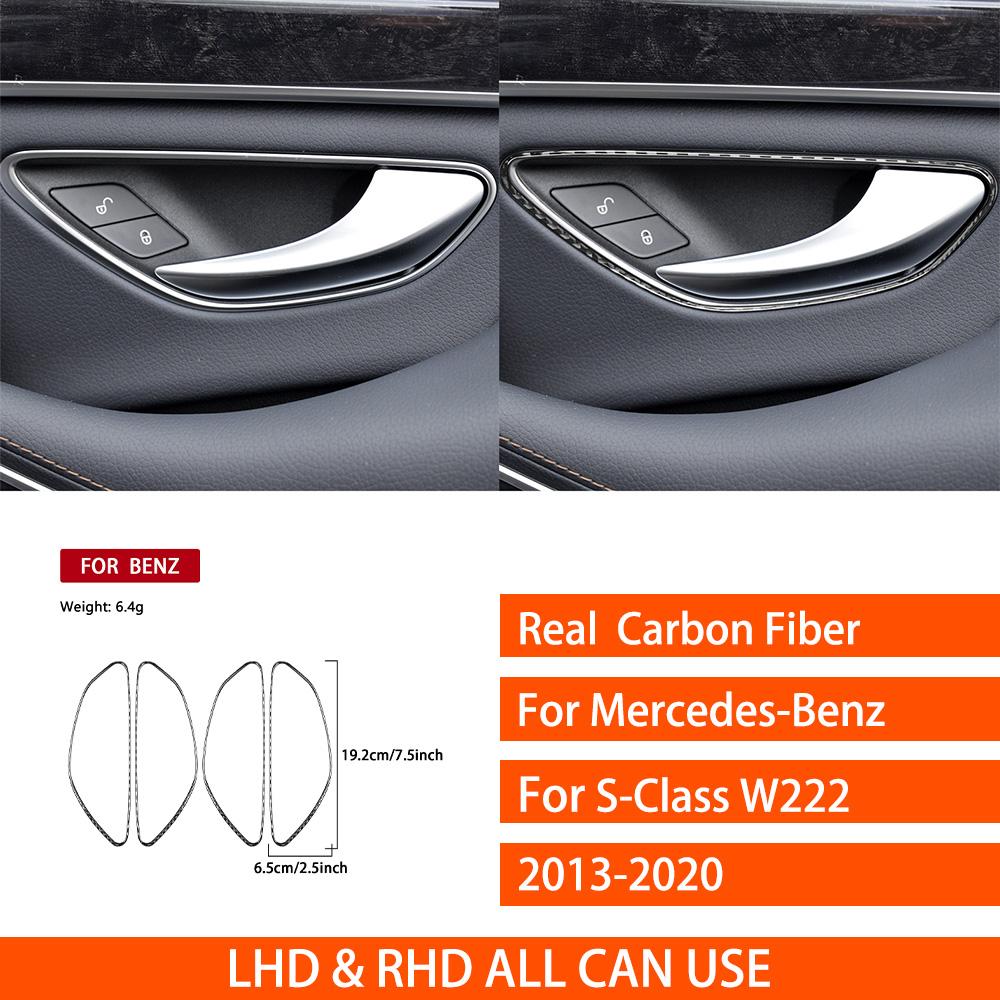 For Benz S-Class W222 2013- Real Carbon Fiber Sticker Door Switch Handle Frame Panel Car Accessories Interior decorative