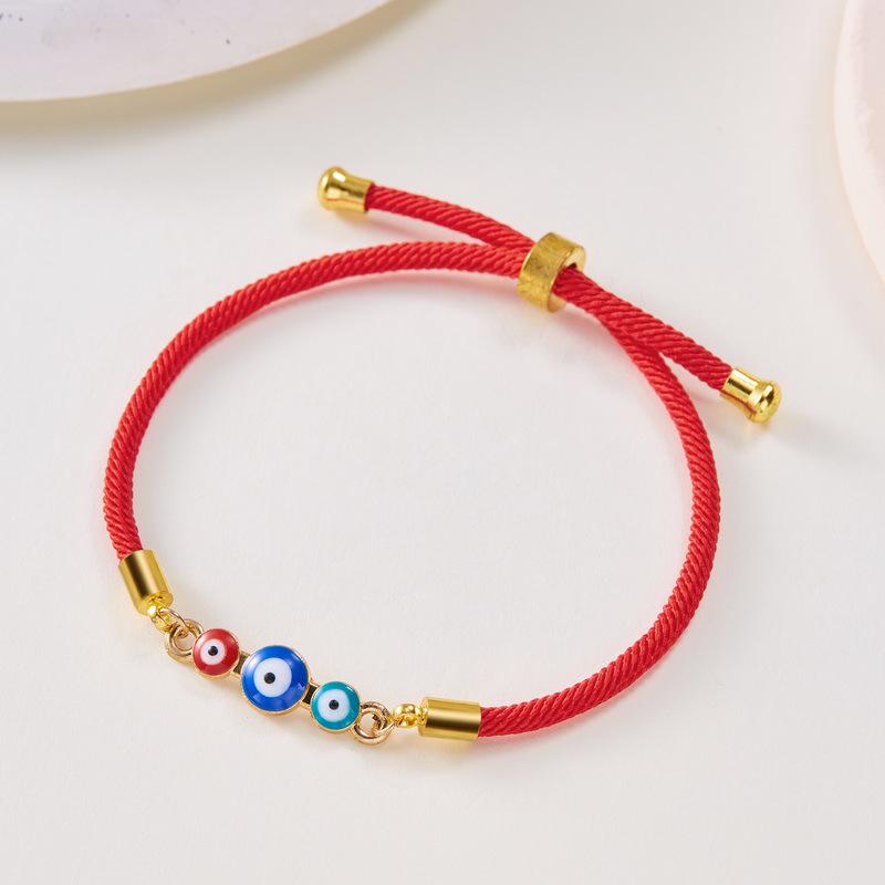 Devil's Eye Bracelet: Adjustable Drawstring with Alloy Pendant