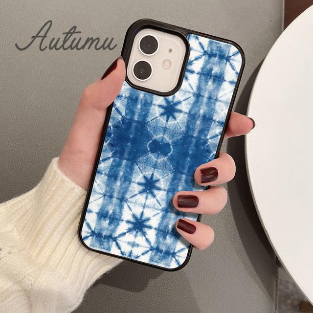 Eisblaue Batik-Handyhülle für iPhone 11 12 13 14 Pro Max mini X XR XS SE 2020 5 6S 7 8 Plus Samsung Galaxy S21 S22 Hülle